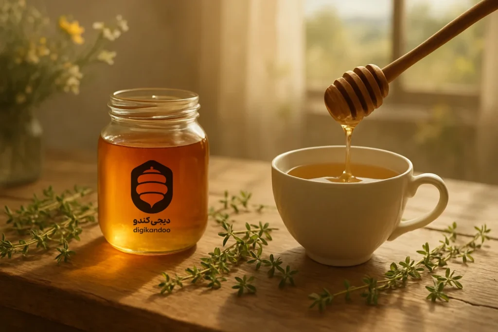 چگونه از خواص دارویی عسل آویشن بهترین استفاده را ببریم؟برای گلودرد و سرفه: یک قاشق غذاخوری عسل را به آرامی میل کنید یا آن را در یک فنجان آب گرم (نه داغ) با چند قطره لیموترش تازه مخلوط کرده و بنوشید. برای تقویت ایمنی: روز خود را با یک قاشق چایخوری عسل آویشن به صورت ناشتا یا همراه با صبحانه آغاز کنید. برای مشکلات گوارشی: میتوانید آن را به ماست یا دمنوشهای گیاهی خود اضافه کنید. به عنوان شیرین‌کننده سالم: از آن به جای شکر سفید در چای، دمنوش، اسموتی و حتی در تهیه سس سالاد استفاده کنید.